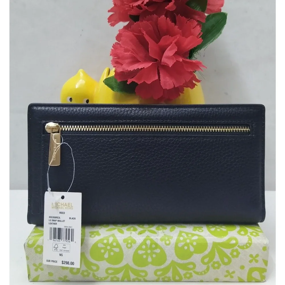 Michael Kors Black Pebbled Leather Credit Card Bifold Wallet - NWT $298